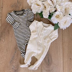 L’oved Baby Organic Cotton Footies, Set of 2, EUC